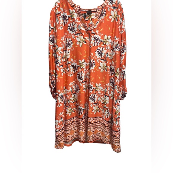 new directions Dresses & Skirts - Floral Orange Long Sleeve Dress PXL